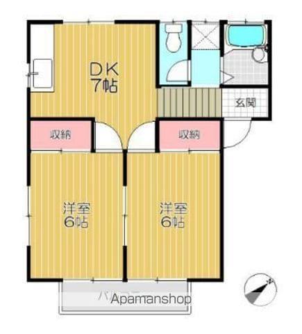 コーポスカイタウン(2DK/2階)の間取り写真