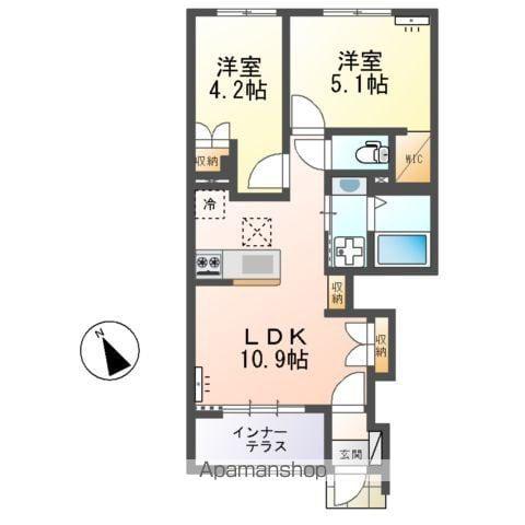 リッチレジデンスB(2LDK/1階)の間取り写真