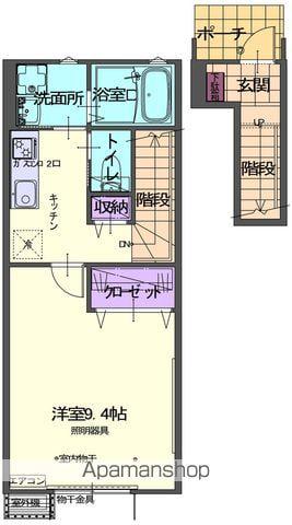 リュウセイⅡ A(1K/2階)の間取り写真