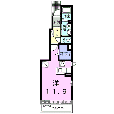 クワルツ・ド・ロッシュA(ワンルーム/1階)の間取り写真