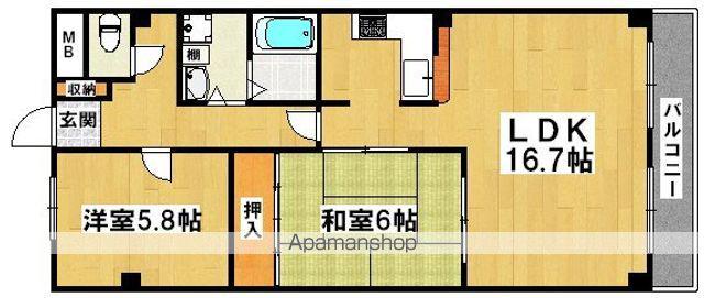 サザンコートなかもず(2LDK/3階)の間取り写真