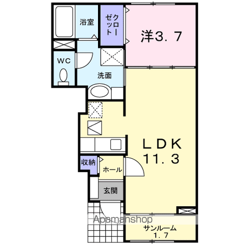 プライア五月Ⅰ(1LDK/1階)の間取り写真
