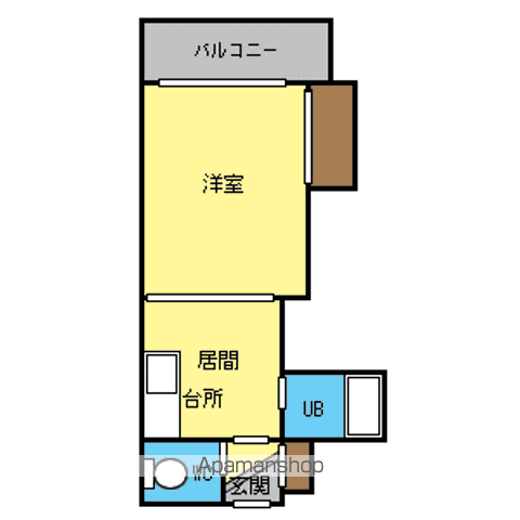 グリーンホームズ(1DK/3階)の間取り写真