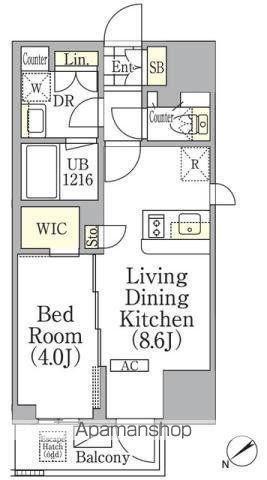 ジオエント池袋(1LDK/3階)の間取り写真
