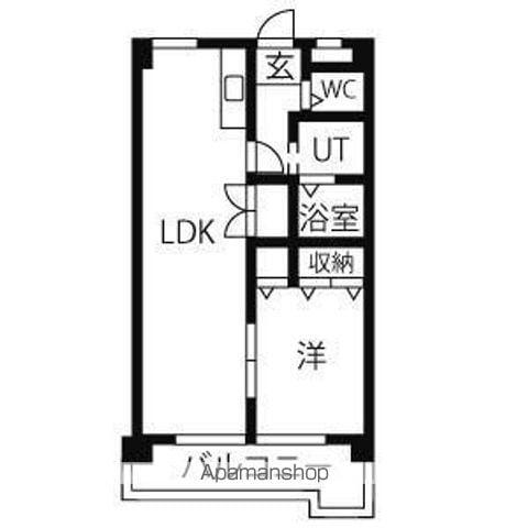 ヴィラ街苑(1LDK/4階)の間取り写真