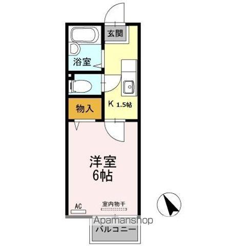 リビエールアンA棟(1K/1階)の間取り写真