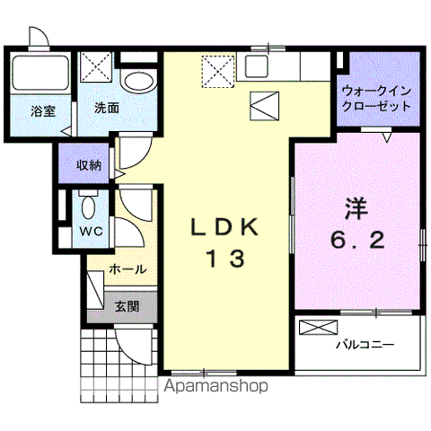 ポラリス2(1LDK/1階)の間取り写真