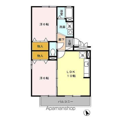 ファミール豊田(2LDK/3階)の間取り写真