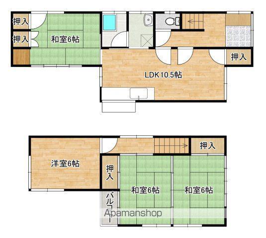 広島電鉄皆実線 南区役所前駅 徒歩28分 2階建 築48年(4LDK)の間取り写真
