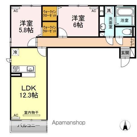 リーリエ中吉野(2LDK/2階)の間取り写真