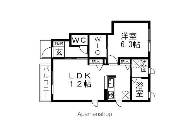 デュアル ブラウン(1LDK/1階)の間取り写真