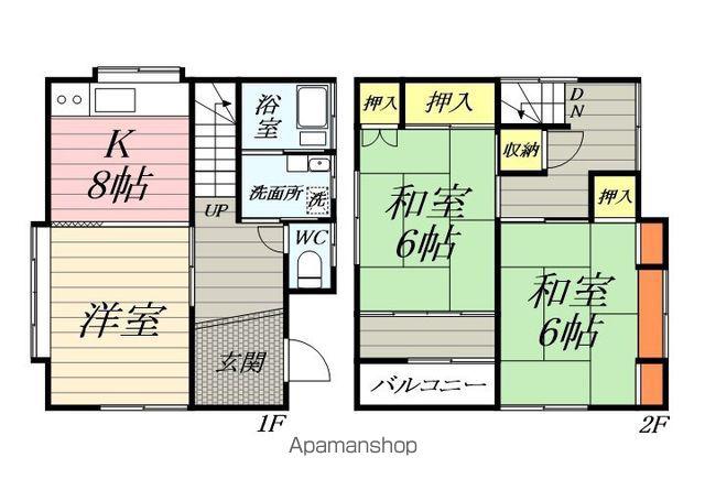 小田急電鉄小田原線 本厚木駅 徒歩15分 2階建 築49年(3K)の間取り写真