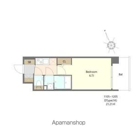 ALIVIS福島海老江(1K/11階)の間取り写真