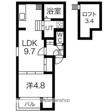 ラメール1(1LDK/2階)の間取り写真