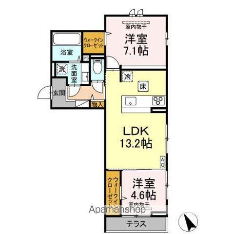 メゾン・ロワール(2LDK/1階)の間取り写真