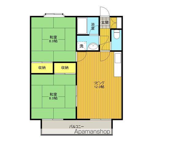 ユーバードルフ(2LDK/2階)の間取り写真
