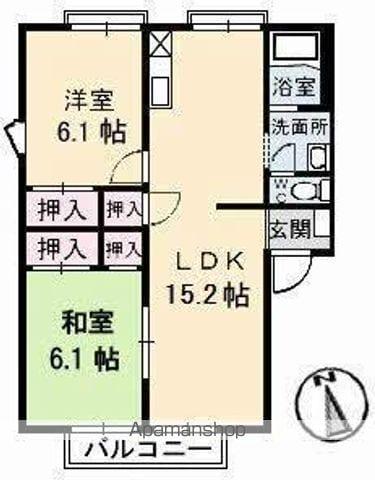 フレグランス藤ノ木 C棟(2LDK/2階)の間取り写真