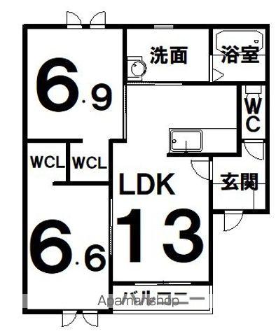 DOLCE AMOREⅠ(2LDK/3階)の間取り写真