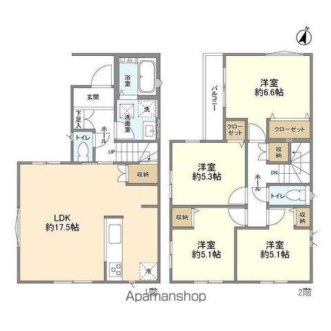 東武鉄道野田線 岩槻駅 徒歩17分 2階建 築1年(4LDK)の間取り写真
