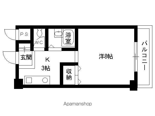 アミニティーハイツ田村(1K/1階)の間取り写真