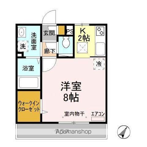 ルミエールB(1K/1階)の間取り写真