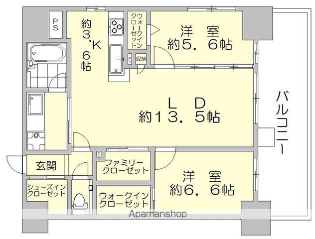 ゼクシオン博多(2LDK/6階)の間取り写真