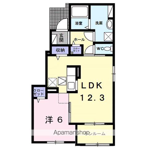 クオーレⅠ(1LDK/1階)の間取り写真