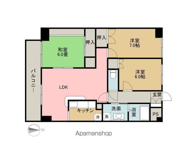 二日町島田ビル(3LDK/9階)の間取り写真
