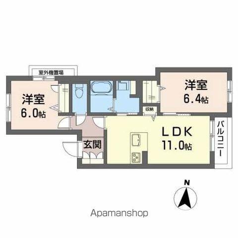 クラージュ銀杏町(2LDK/3階)の間取り写真