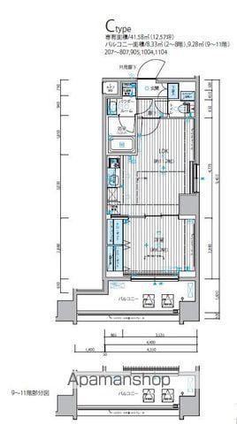 メインステージ錦糸町Ⅸ(1LDK/11階)の間取り写真