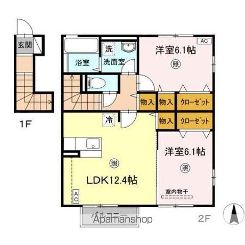 T-ルーム番匠町Ⅱ(2LDK/2階)の間取り写真