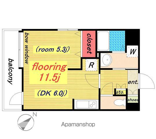 アクア・レアーレ青葉台(1DK/5階)の間取り写真
