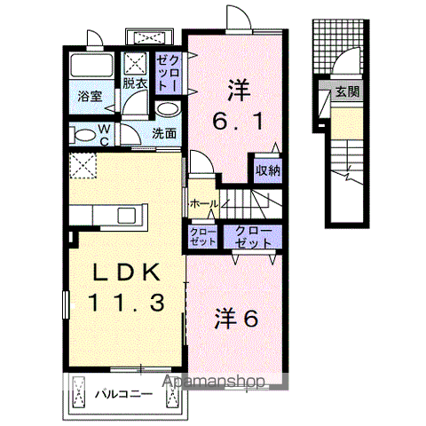 エテルネルⅠ(2LDK/2階)の間取り写真