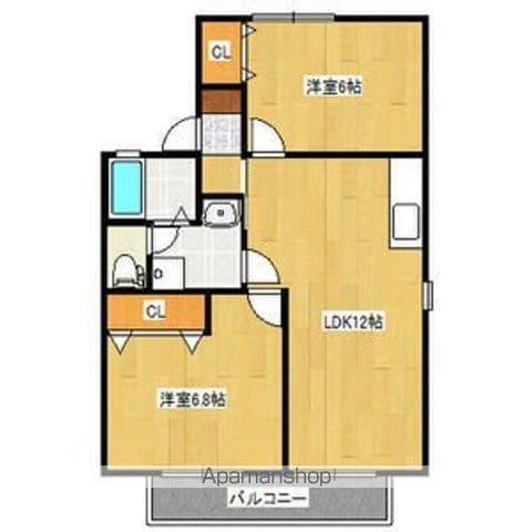 栄林ハイツ(2LDK/1階)の間取り写真