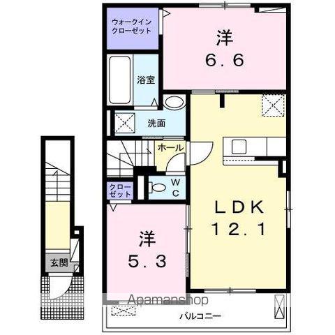 ルーラルハウス東山崎C(2LDK/2階)の間取り写真