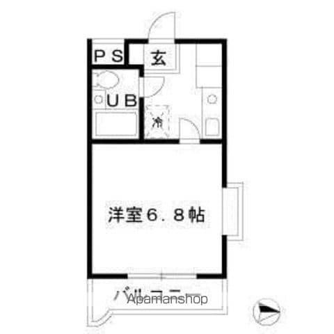 駒宮ハイツ(1K/3階)の間取り写真