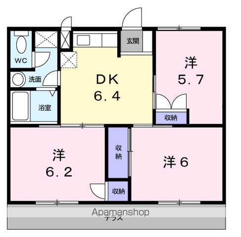 マツモトGマンションA(3DK/1階)の間取り写真