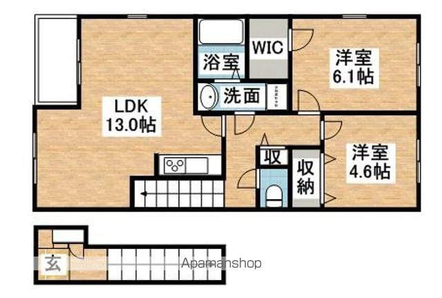 アルカンシェル宮前A・B(2LDK/2階)の間取り写真