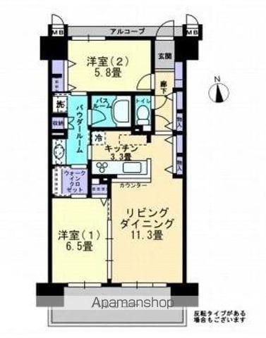 アルファステイツ上之町Ⅱ(2LDK/14階)の間取り写真