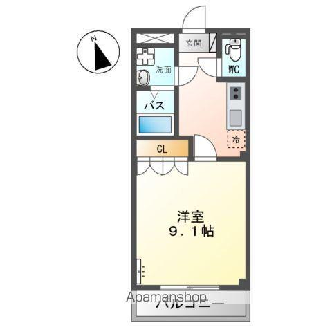 エクセルハイム岩ケ下(1K/2階)の間取り写真