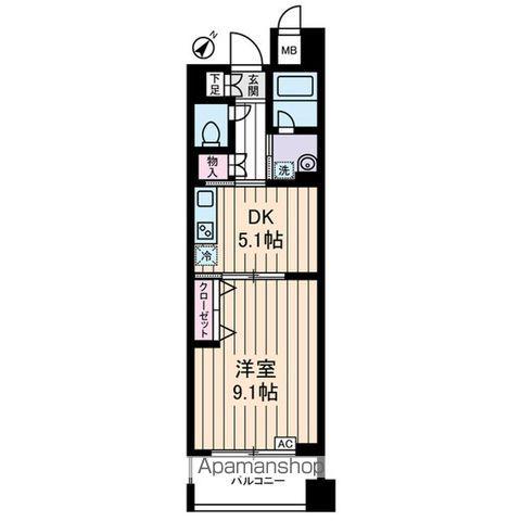 グランデュール千鳥(1DK/1階)の間取り写真