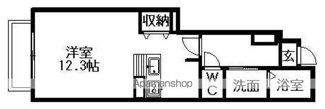 プロムナードNⅠ(1K/1階)の間取り写真