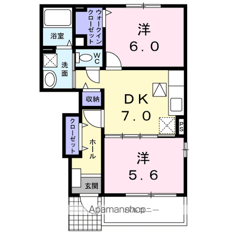 メゾン・アルモニーB(2DK/1階)の間取り写真