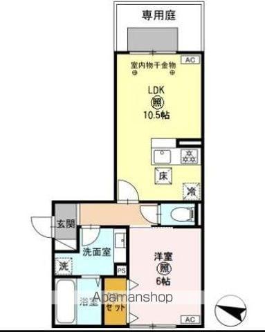 D-ROOM野間大池(1LDK/1階)の間取り写真
