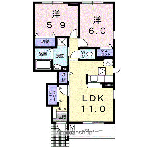 ブレイス(2LDK/1階)の間取り写真
