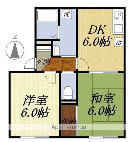 コーポサンライズE(2DK/1階)の間取り写真