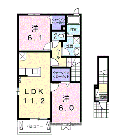 スリーアンジュ(2LDK/2階)の間取り写真