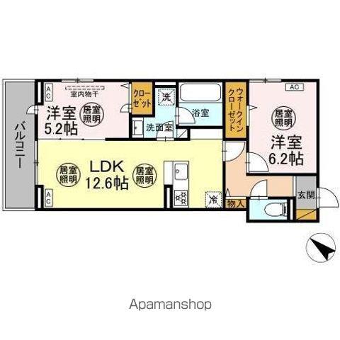 レジデンスヒルトップX XI XI(2LDK/2階)の間取り写真