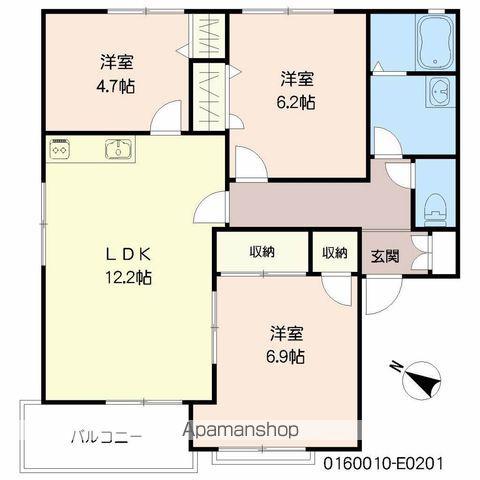 コートヴェール南片江Ⅰ E(3LDK/2階)の間取り写真