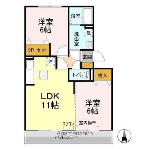 ラフォーレ上ノ台C(2LDK/1階)の間取り写真